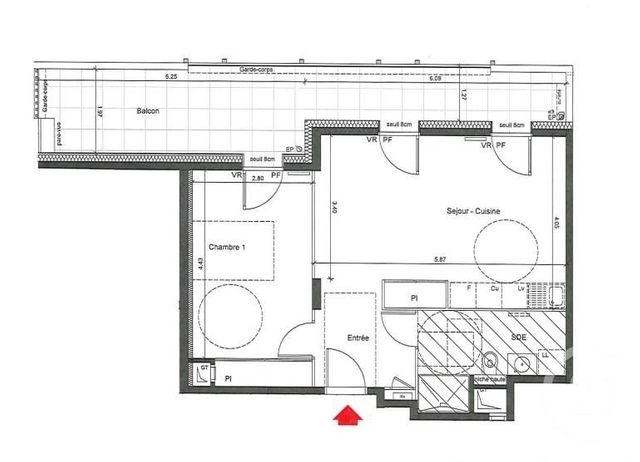 Appartement F2 à vendre - 2 pièces - 47.37 m2 - GRENOBLE - 38 - RHONE-ALPES - Century 21 Immobilier Du Palais