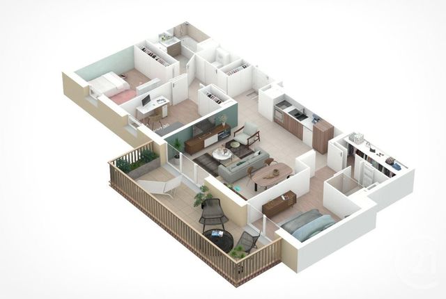 Appartement T4 à vendre - 4 pièces - 81.01 m2 - GRENOBLE - 38 - RHONE-ALPES - Century 21 Immobilier Du Palais